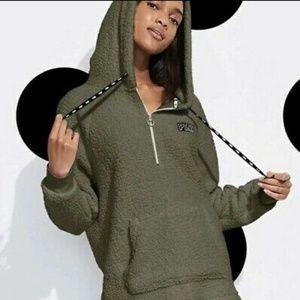 Victoria's Secret PINK Olive Sherpa Hoodie